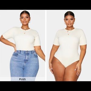 *NEW* Plus Cream Thick Rib Cap Sleeve Bodysuit